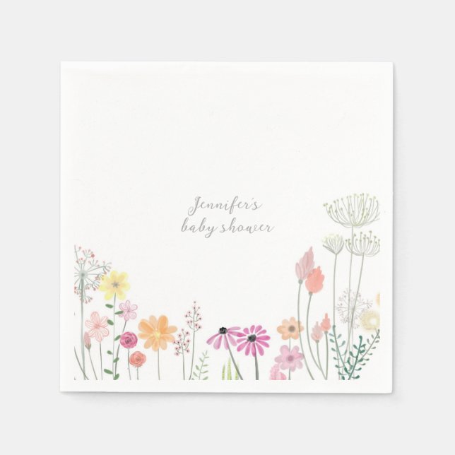 Servilleta De Papel Simple Elegant Wildflower Baby Shower  (Anverso)