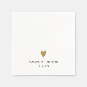 Servilleta De Papel Simple Elegante Corazón de Oro Boda Personalizada