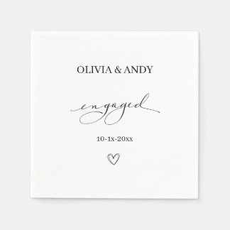 Servilleta De Papel simple elegante guión Favor de boda de compromiso