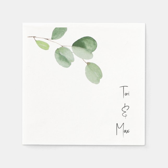 Servilleta De Papel Simple Eucalyptus Moderno Font Names Cocktail (Anverso)