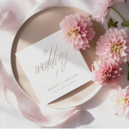 Servilleta De Papel Simple Faux Gold Calligraphy el Boda de