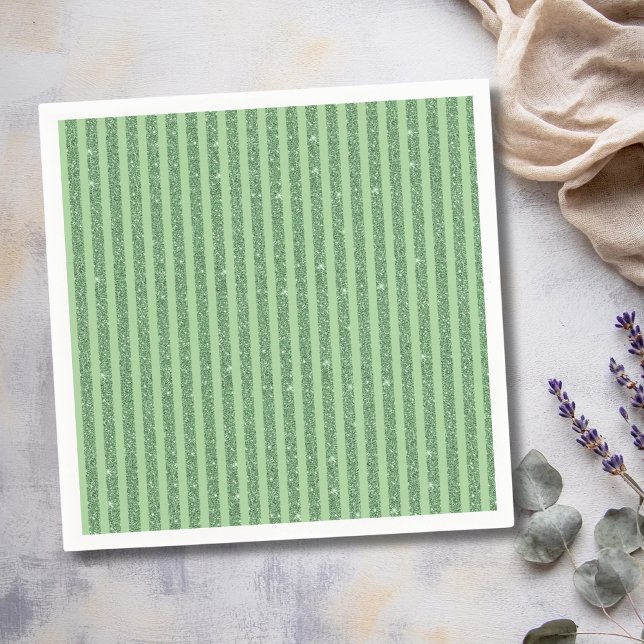 Servilleta De Papel Simple Forest Green Glitter Style Vertical Stripes (Subido por el creador)