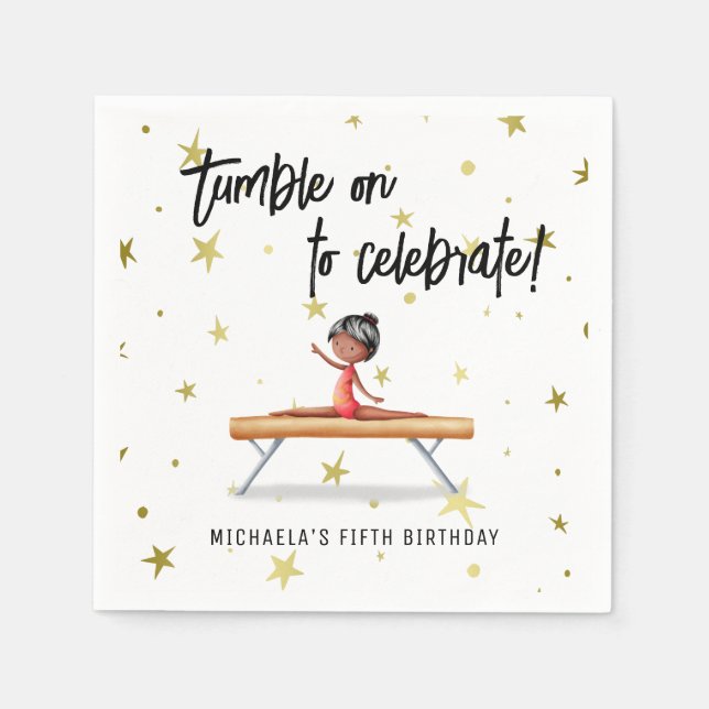 Servilleta De Papel Simple Gimnasia Balance Beam Chica Cumpleaños (Anverso)