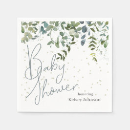 Servilleta De Papel Simple Greenery Eucalyptus Baby Shower