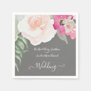 Servilleta De Papel Simple invitación a la boda floral Rubor rosada Fu