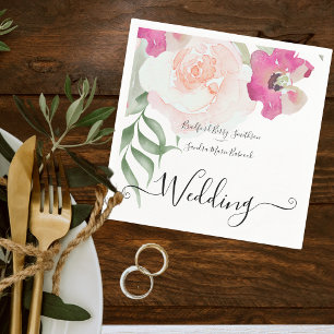 Servilleta De Papel Simple invitación a la boda floral Rubor rosada Fu