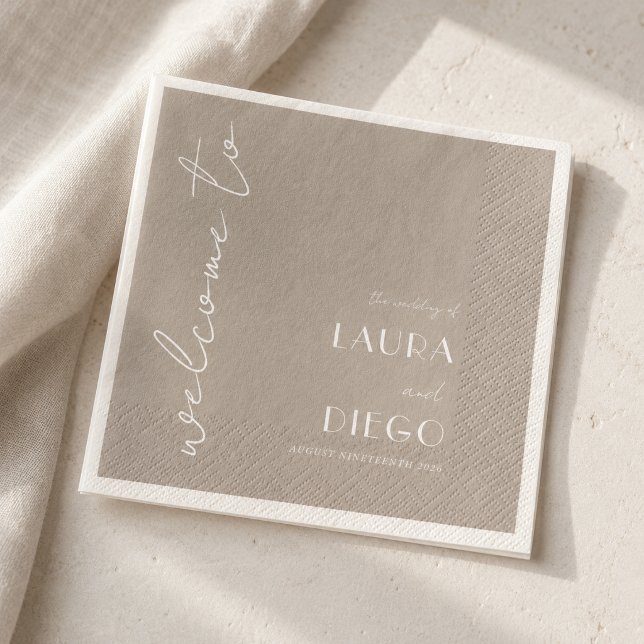 Servilleta De Papel Simple Letrero de Bienvenida para Boda Neutral (Subido por el creador)