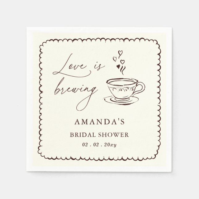 Servilleta De Papel Simple Love is Brewing Coffee Bridal Shower  (Anverso)