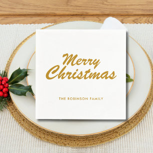 Servilleta De Papel Simple Merry Christmas Gold Casual Script Paper