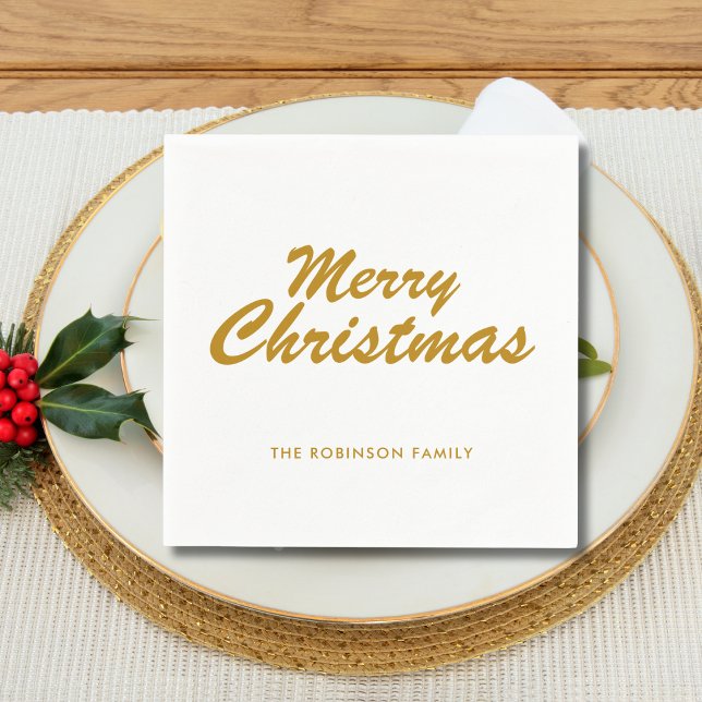 Servilleta De Papel Simple Merry Christmas Gold Casual Script Paper (Subido por el creador)