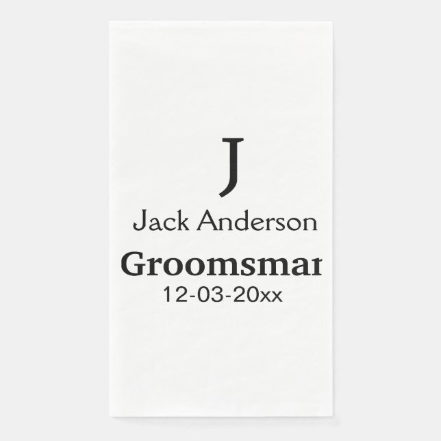 Servilleta De Papel SIMPLE MINIMAL añada tu nombre personalizado groom (Anverso)