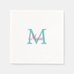Servilleta De Papel simple minimal añadir nombre monograma verde rosa
