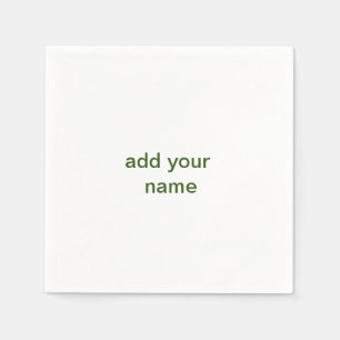 Servilleta De Papel Simple minimal verde añade tu texto nombre foto pe