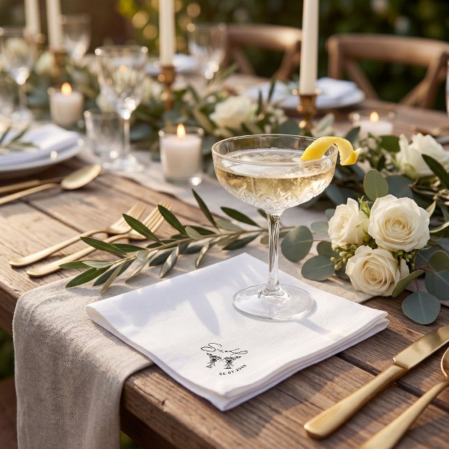 Servilleta De Papel Simple minimalist hand drawn cocktail wedding (Subido por el creador)