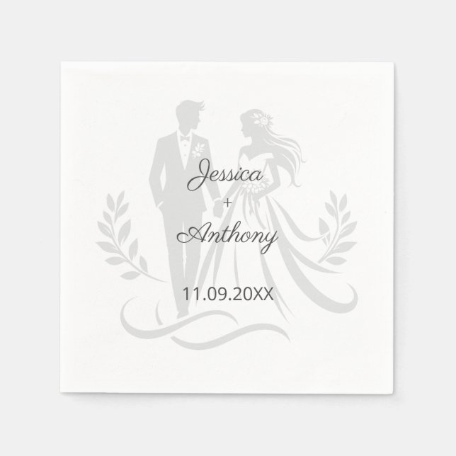 Servilleta De Papel Simple Minimalistc Elegant Custom Name Wedding (Anverso)
