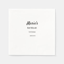 Servilleta De Papel simple mínimo blanco clásico edi bat mitzvah