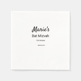 Servilleta De Papel simple mínimo blanco clásico edi bat mitzvah
