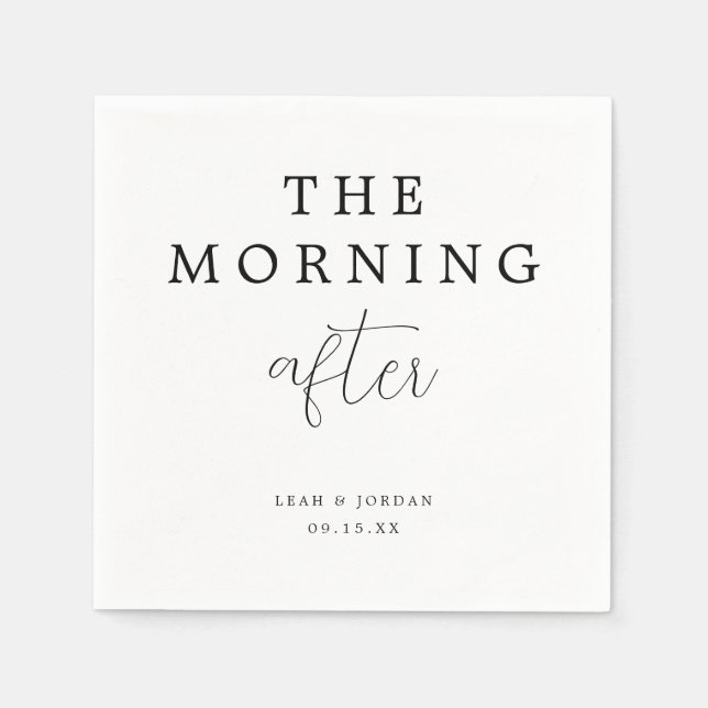 Servilleta De Papel Simple Mínimo La Mañana Después Del Brunch Boda (Anverso)