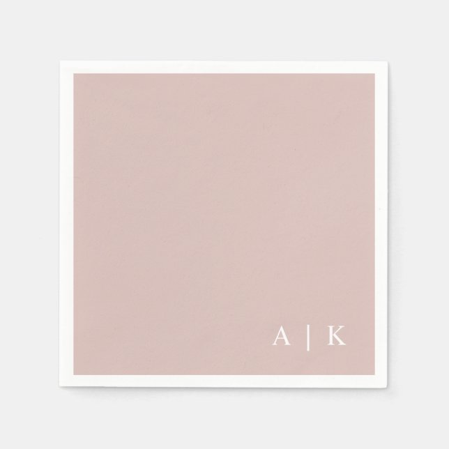 Servilleta De Papel Simple Mínimo Monograma Pink Custom Wedding (Anverso)