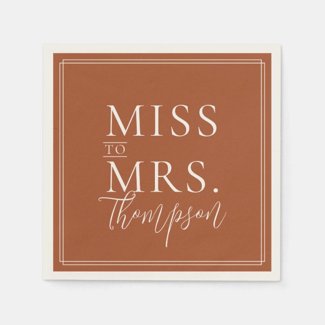 Servilleta De Papel Simple Miss a la señora Terracotta Bridal Shower P (Anverso)