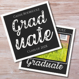 Servilleta De Papel Simple Modern Calligraphy Graduation Black