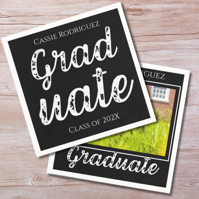 Servilleta De Papel Simple Modern Calligraphy Graduation Black (Subido por el creador)