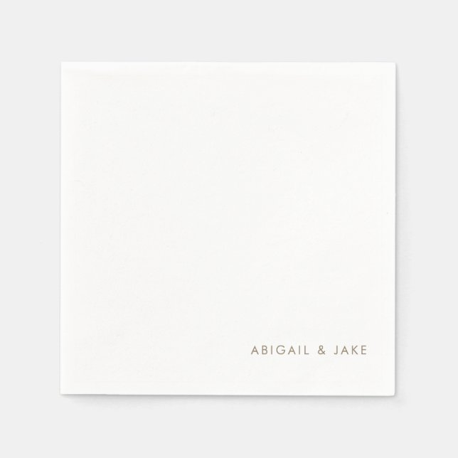 Servilleta De Papel Simple Modern Font Gold Text Names Wedding (Anverso)