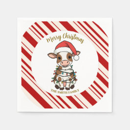 Servilleta De Papel Simple modern merry christmas calf Cow OX pattern