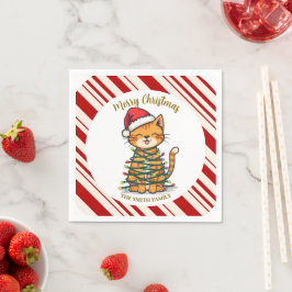 Servilleta De Papel Simple moderno feliz navidad gatito patrón CatMAS