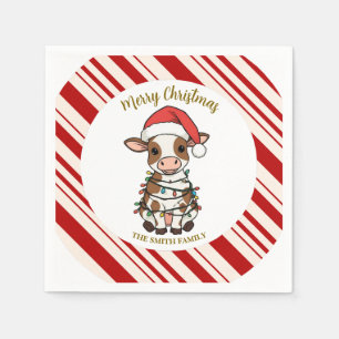 Servilleta De Papel Simple moderno felíz navidad ternero Vaca patrón d
