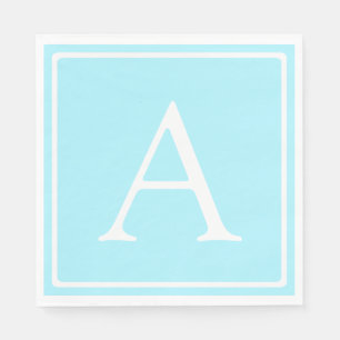 Servilleta De Papel Simple Monograma Azul Cielo