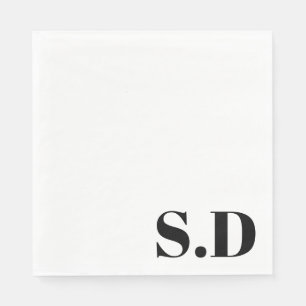 Servilleta De Papel Simple Monograma Boda   Iniciales Personalizadas
