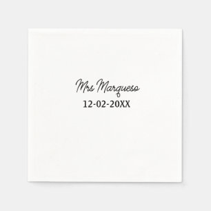 Servilleta De Papel simple monograma minimalista sra Sr nombre fecha a