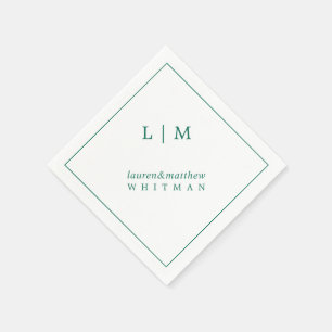 Servilleta De Papel Simple Monograma Verde Esmeralda Elegante Boda