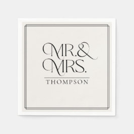 Servilleta De Papel Simple Mr & Mrs Cream Boda Paper