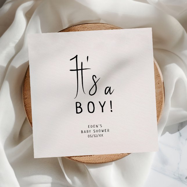 Servilleta De Papel Simple Neutral moderno es un chico! Baby Shower (Subido por el creador)