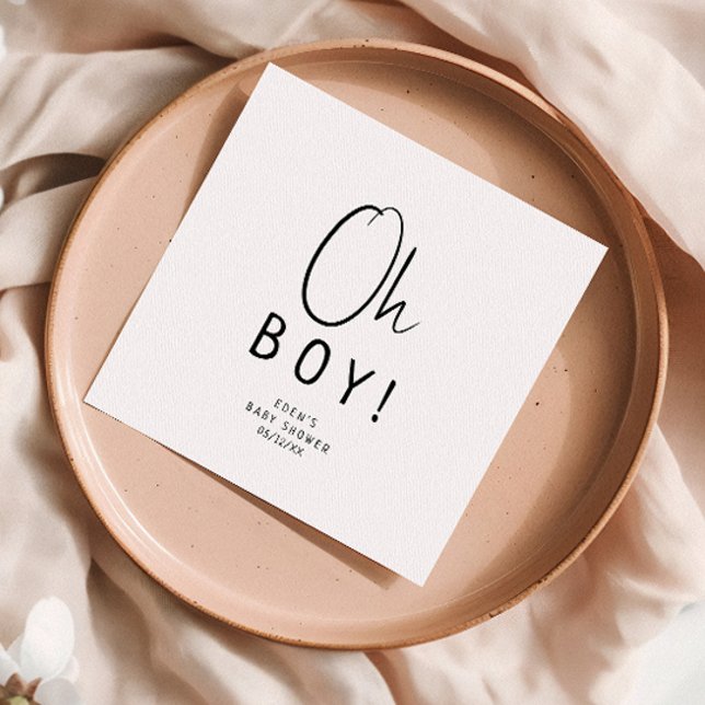 Servilleta De Papel Simple Neutral moderno Oh Boy Baby Shower (Subido por el creador)