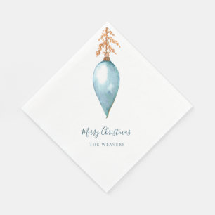 Servilleta De Papel Simple Original Azul Acuarela Navidad Personalizad