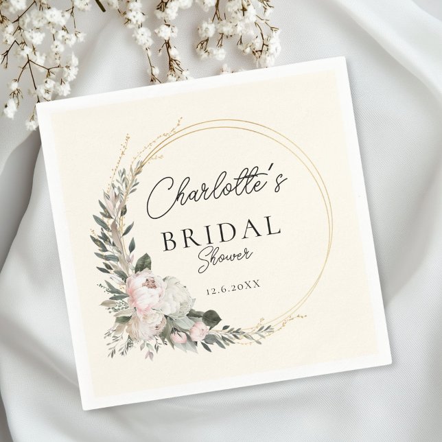 Servilleta De Papel Simple, peony, eucalipto, Bridal Shower (Personalized, Simple, peony, eucalyptus, Bridal Shower Napkins)
