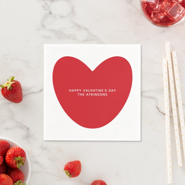 Servilleta De Papel Simple personalizado de corazón rojo lindo El día  (In situ)