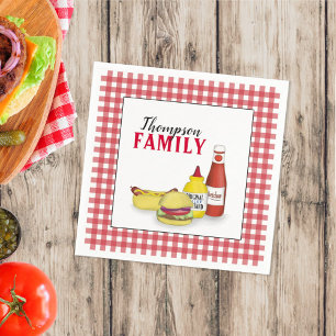 Servilleta De Papel Simple picnic al agua tinta Hamburguesa Hotdog Lin