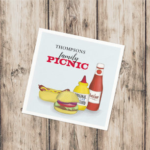 Servilleta De Papel Simple picnic al agua tinta Hamburguesa Hotdog Lin