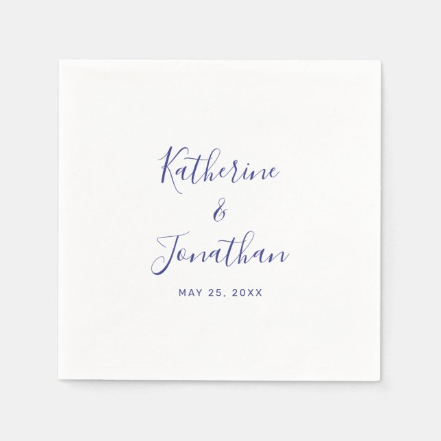 Servilleta De Papel Simple Purple Modern Script Calligraphy Boda (Anverso)