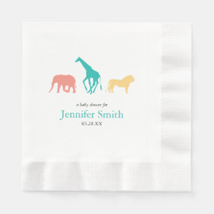 Servilleta De Papel Simple Safari Animal Boy Baby Shower Sip y See