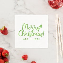 Servilleta De Papel Simple Script Feliz Navidad en papel blanco