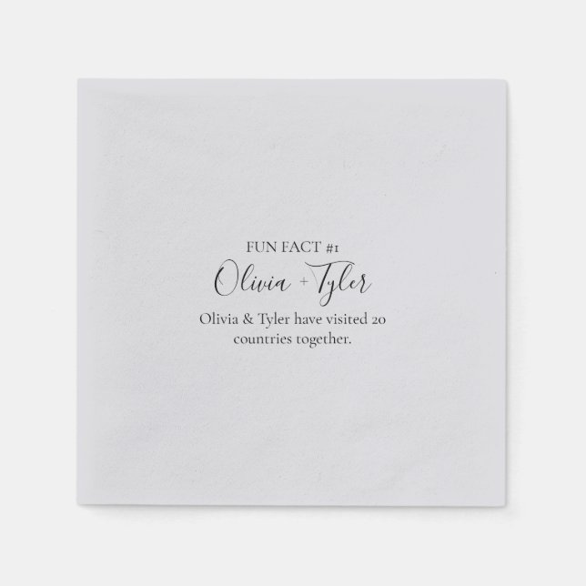 Servilleta De Papel Simple Script Fun Fact Wedding Reception (Anverso)