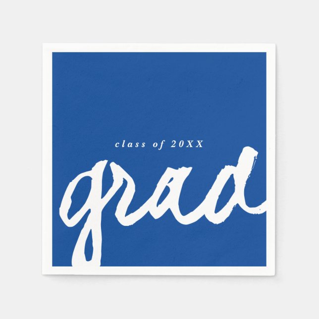 Servilleta De Papel Simple Script Grad | Fiesta de Graduación (Anverso)