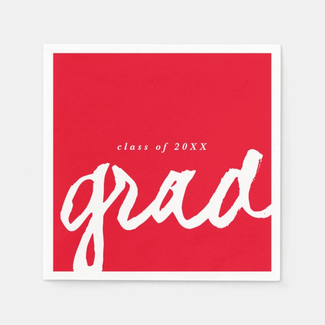 Servilleta De Papel Simple Script Grad | Fiesta de Graduación (Anverso)