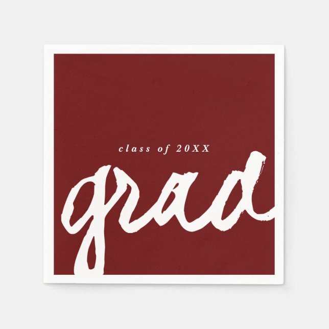Servilleta De Papel Simple Script Grad | Fiesta de Graduación (Anverso)