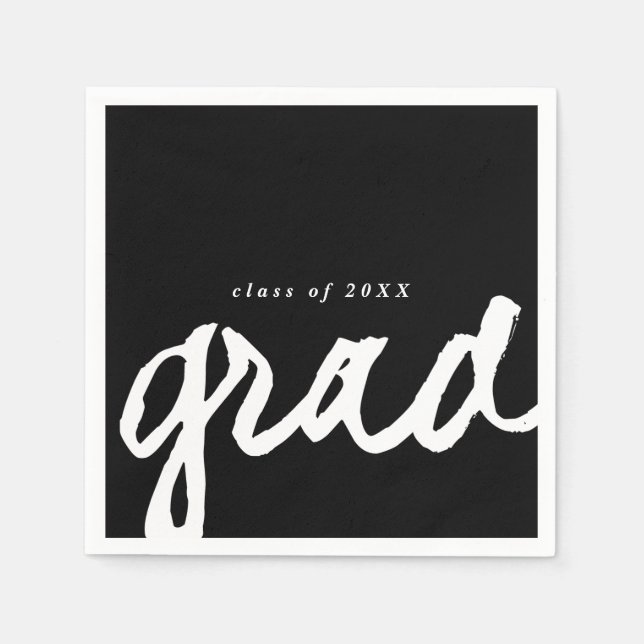 Servilleta De Papel Simple Script Grad | Fiesta de Graduación (Anverso)